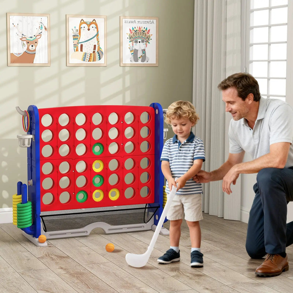Jumbo 4-to-Score Game with Ring-toss and Basketball Hoop by DirectDeals