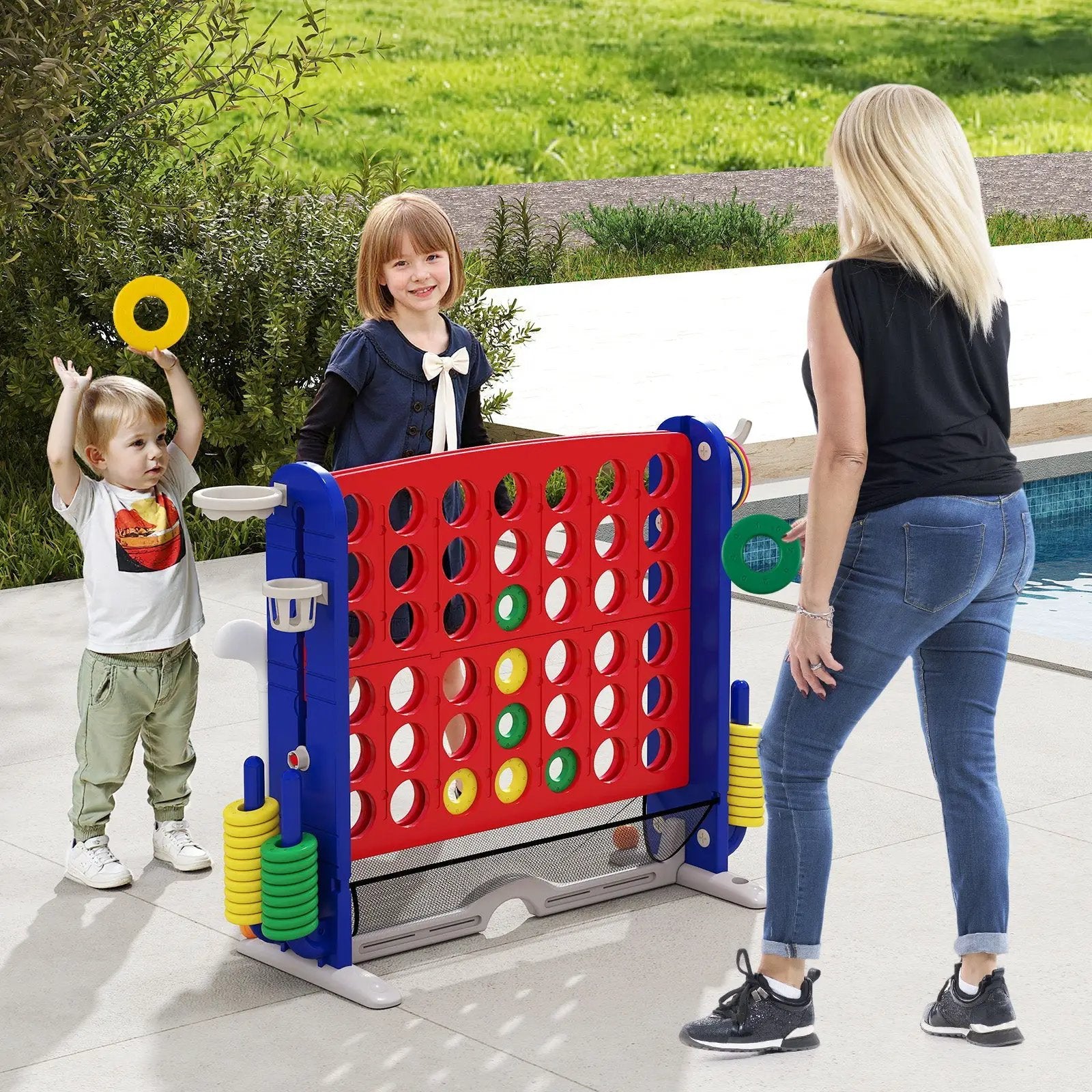 Jumbo 4-to-Score Game with Ring-toss and Basketball Hoop by DirectDeals