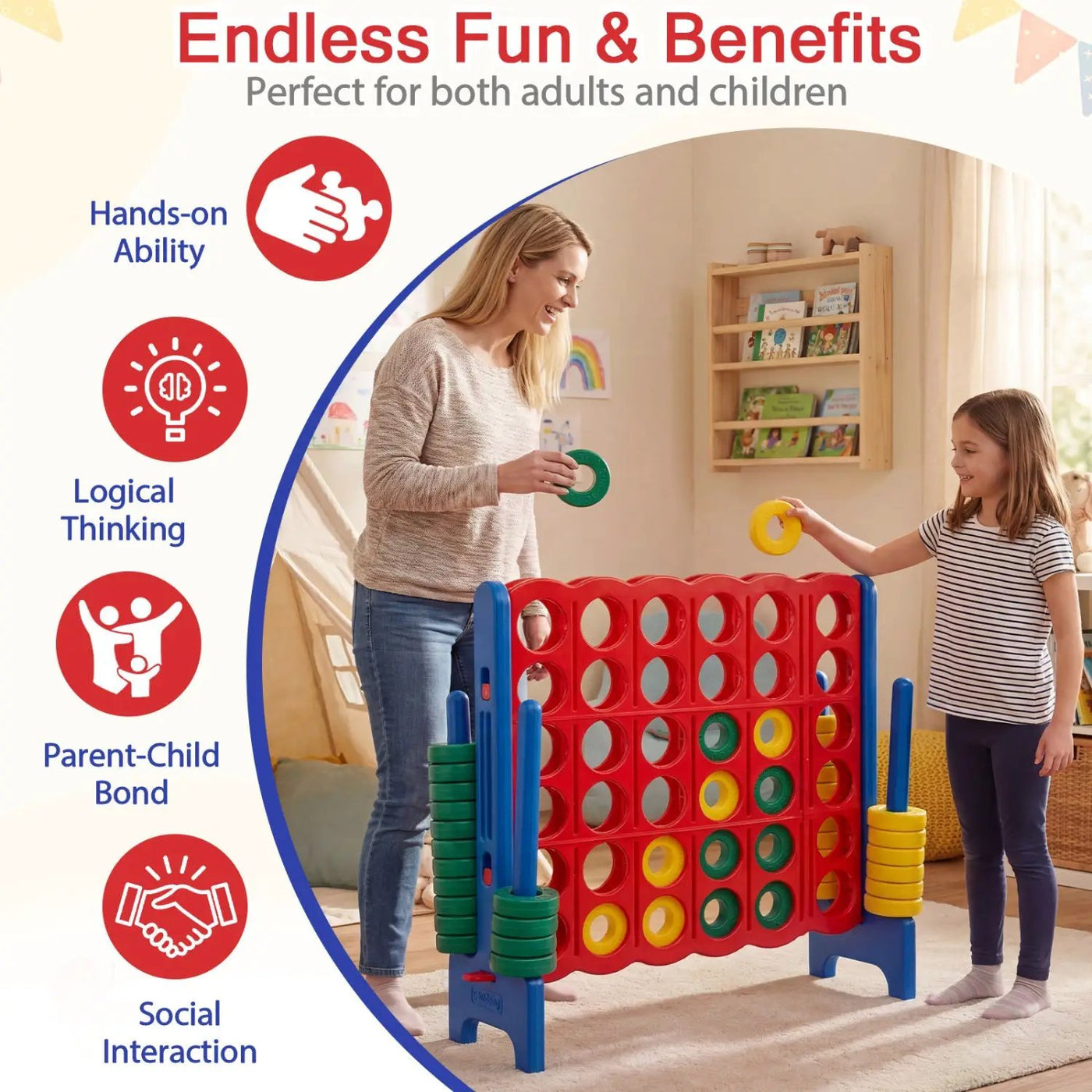 Jumbo 4-in-a-Row Game Set 3.5ft Tall Outdoor Lawn Game by DirectDeals