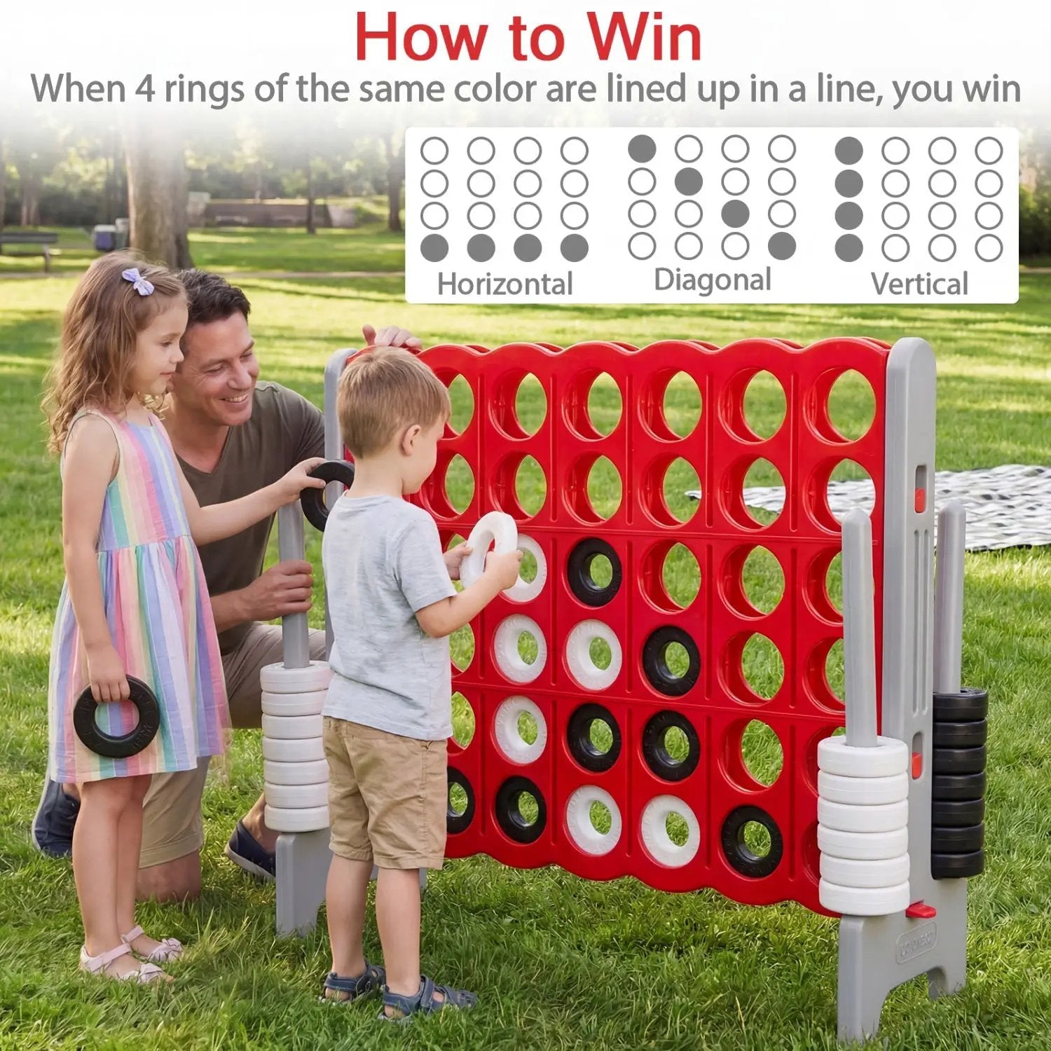 Jumbo 4-in-a-Row Game Set 3.5ft Tall Outdoor Lawn Game by DirectDeals