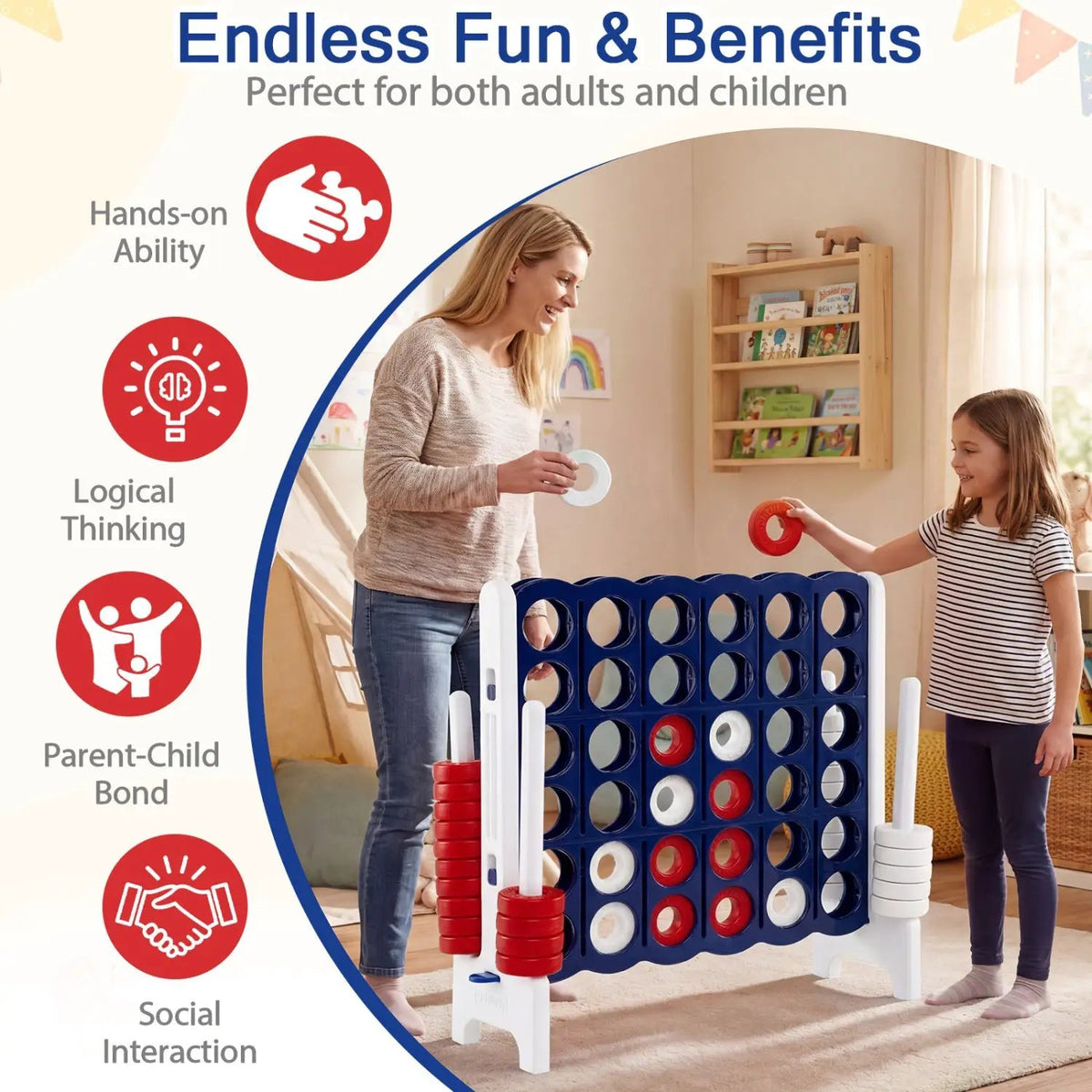 Jumbo 4-in-a-Row Game Set 3.5ft Tall Outdoor Lawn Game by DirectDeals