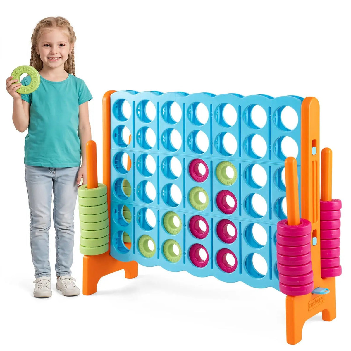 Jumbo 4-to-Score Game Set 3.5FT Tall Oversized Outdoor Lawn Game by DirectDeals