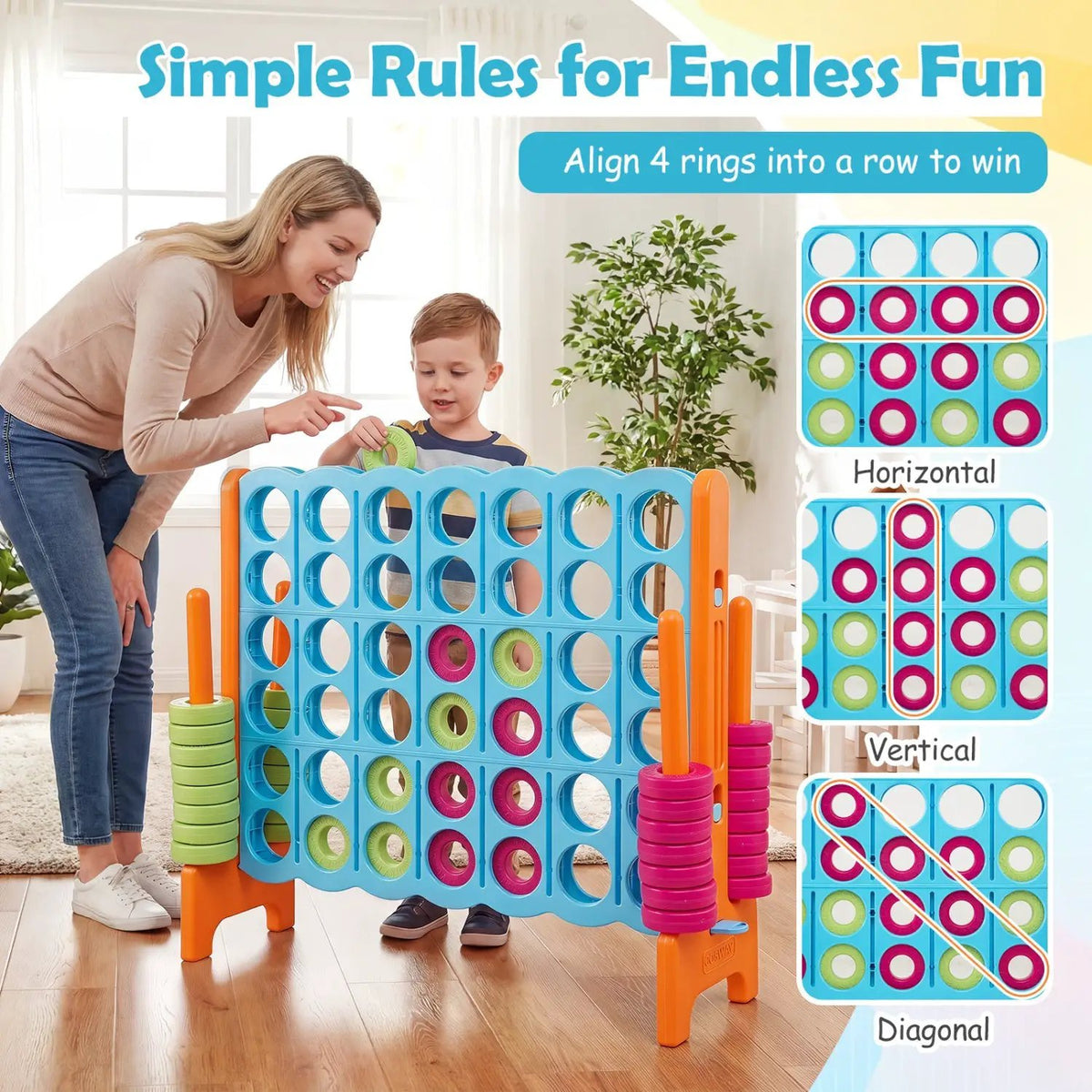 Jumbo 4-to-Score Game Set 3.5FT Tall Oversized Outdoor Lawn Game by DirectDeals