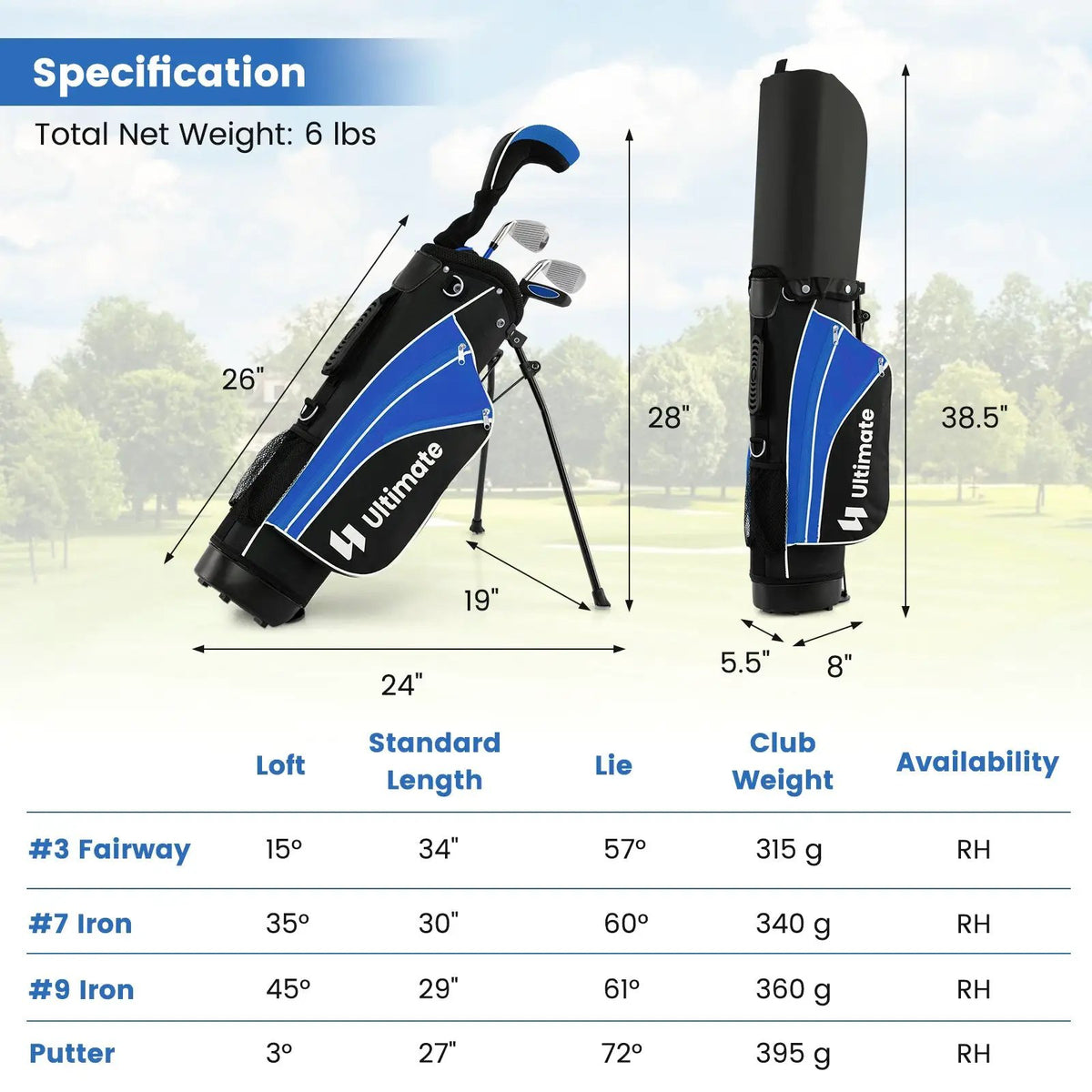 Junior Complete Golf Club Set For Age 8 to 10 by DirectDeals