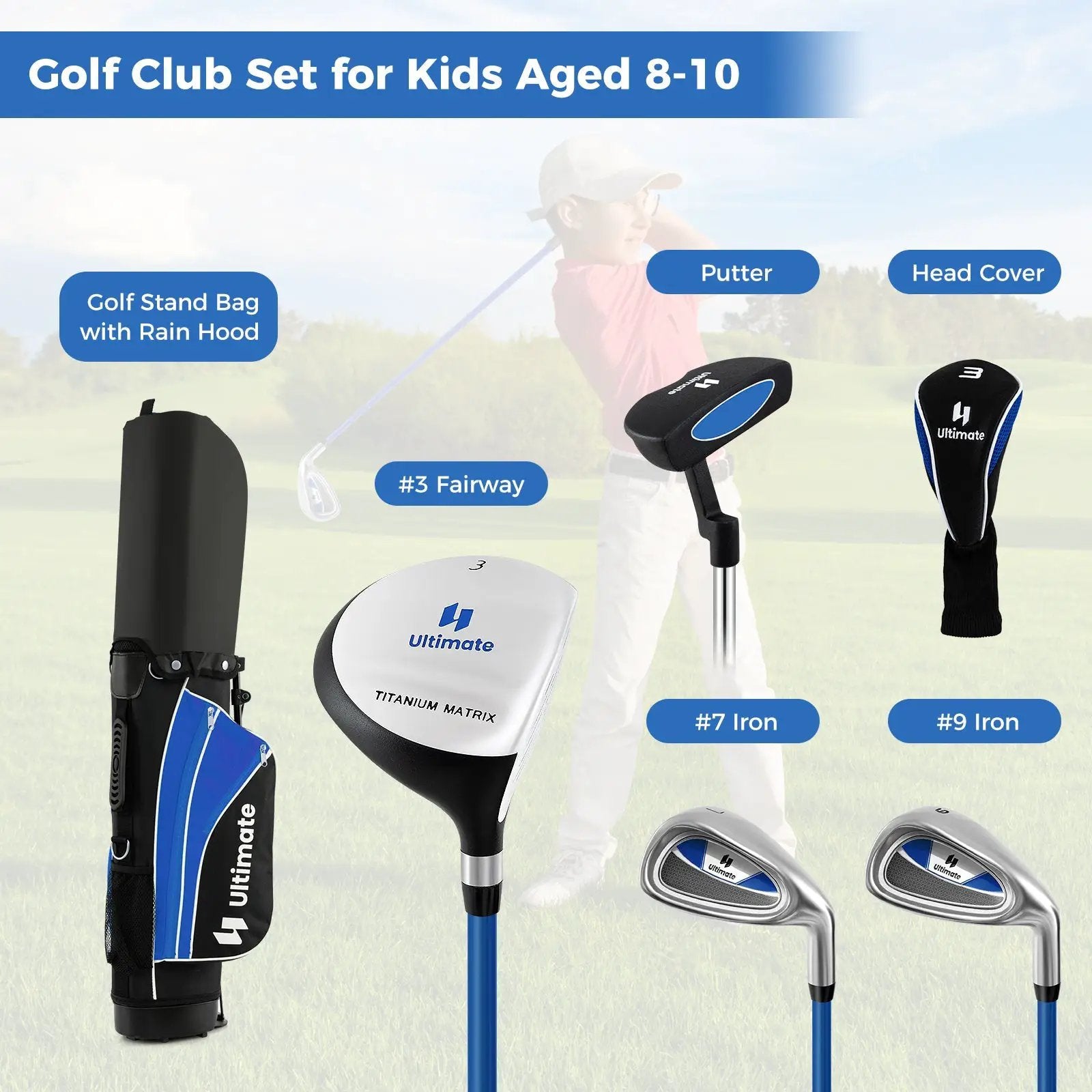 Junior Complete Golf Club Set For Age 8 to 10 by DirectDeals
