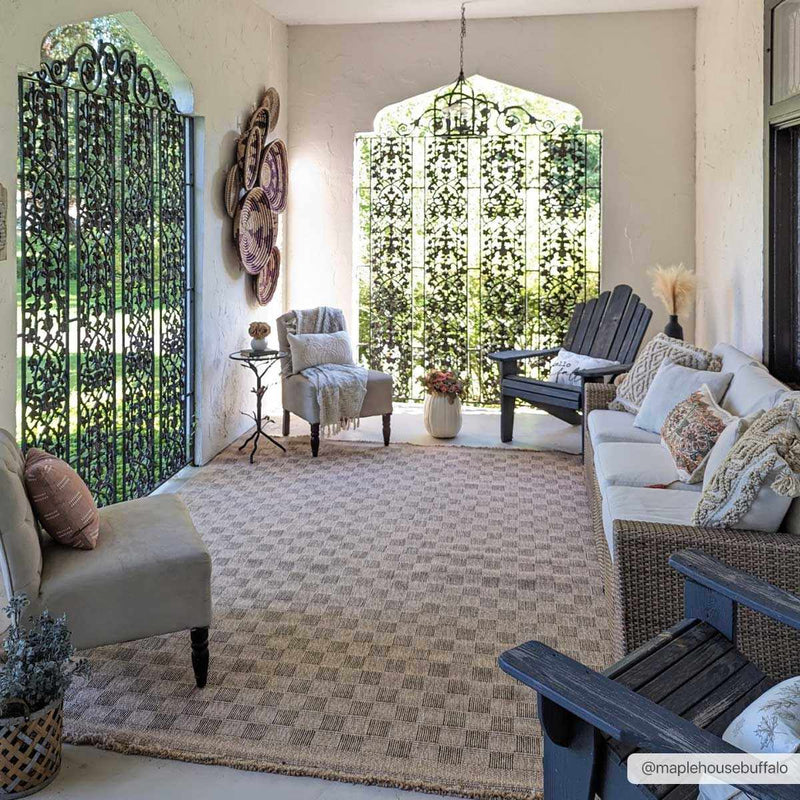 Jurek Beige Checkered Outdoor Area Rug by Boutique Rugs