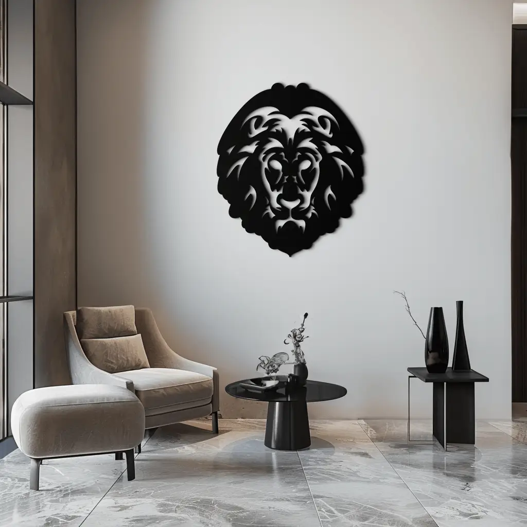 Lion Head Metal Wall Art - Steel Wall Decor for Home and Office - KAF003 by Enova Art