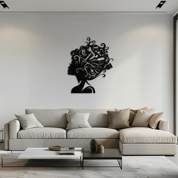 Hair Stylist Metal Wall Art - Steel Wall Decor for Salons and Studios - KAF004