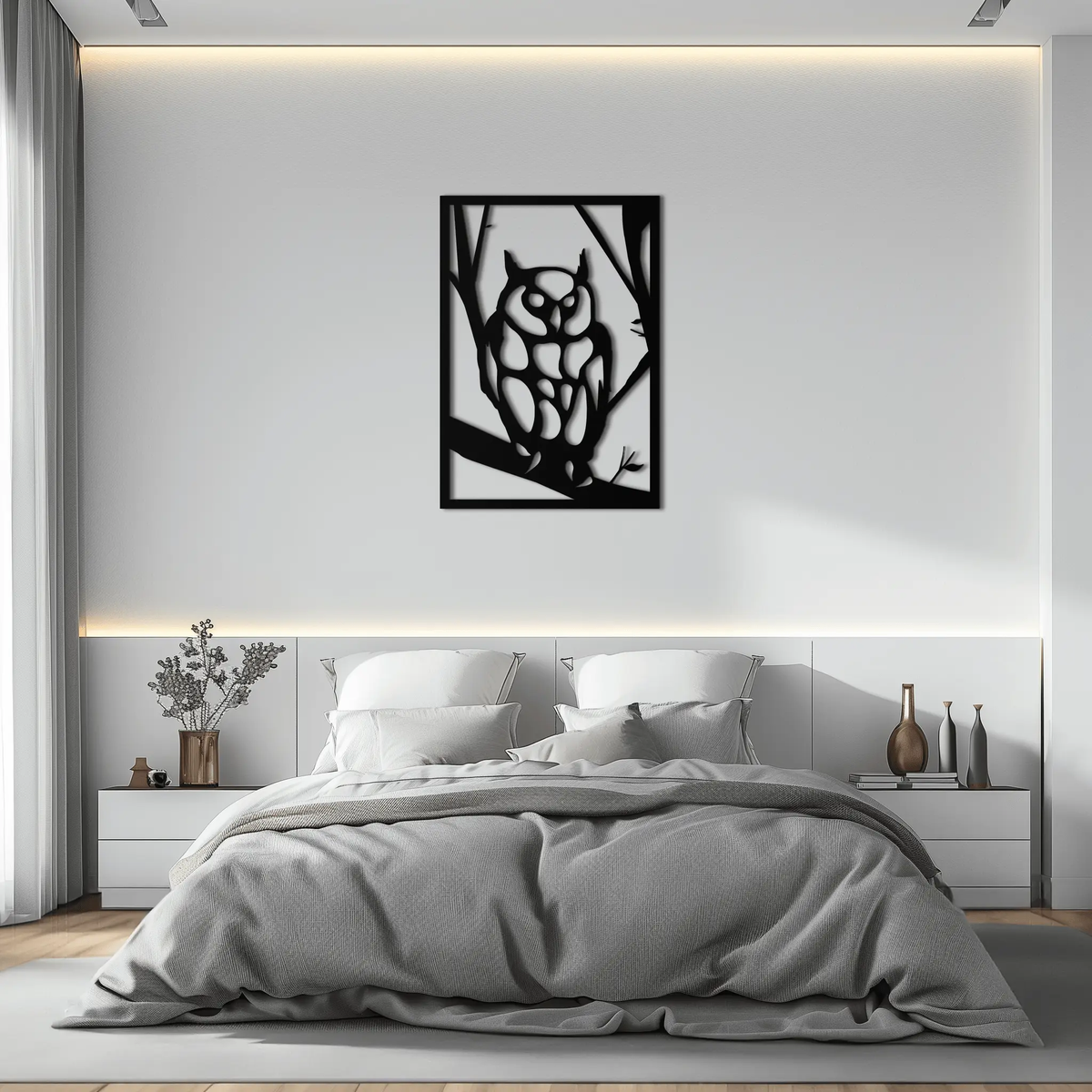 Owl Metal Wall Art - Steel Wall Decor for Home and Office - KAF006 by Enova Art