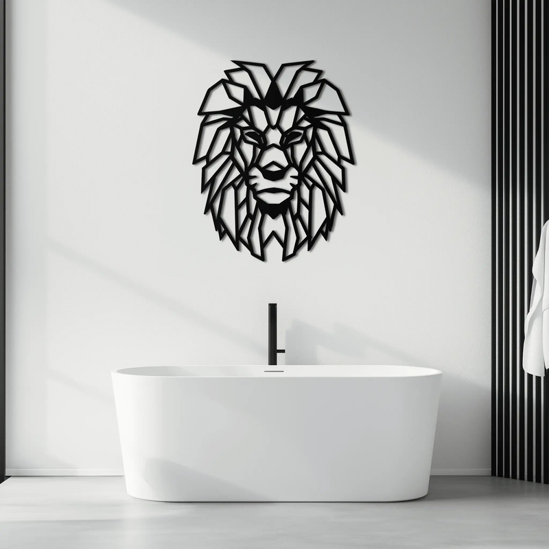 Geometric Lion Metal Wall Art - Steel Wall Decor for Home and Office - KAF008 by Enova Art