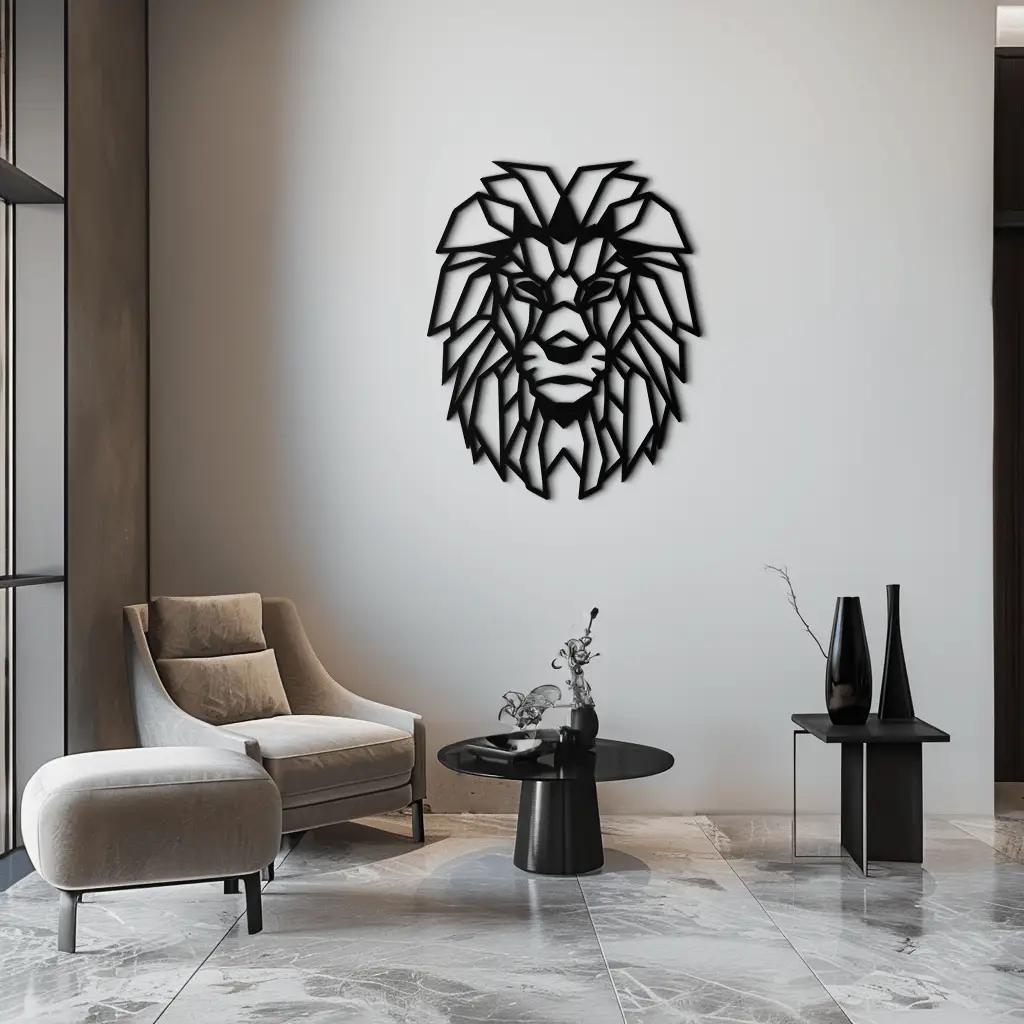 Geometric Lion Metal Wall Art - Steel Wall Decor for Home and Office - KAF008 by Enova Art