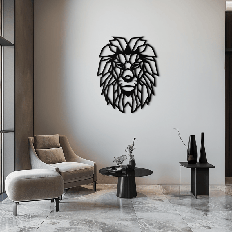 Geometric Lion Metal Wall Art - Steel Wall Decor for Home and Office - KAF008 by Enova Art