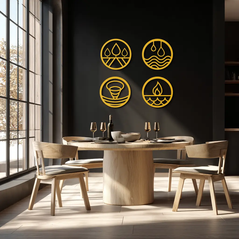 Four Elements Metal Wall Art - Steel Wall Decor for Home and Office - KAF010 by Enova Art