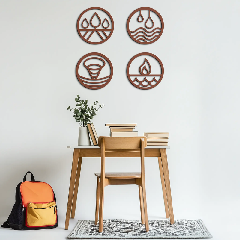Four Elements Metal Wall Art - Steel Wall Decor for Home and Office - KAF010 by Enova Art