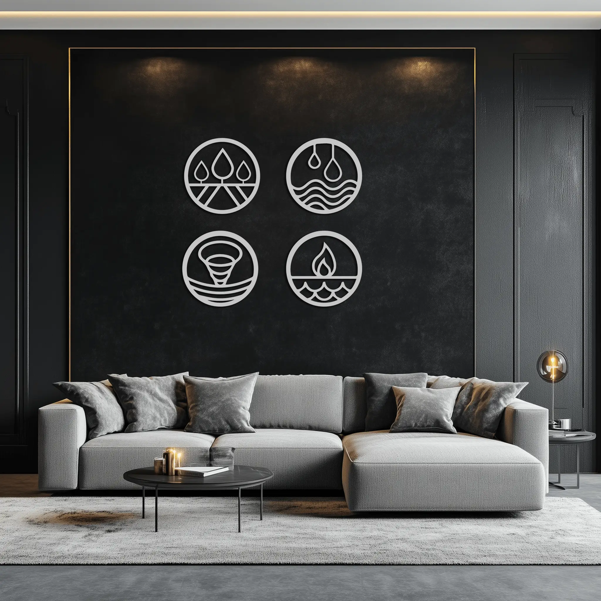 Four Elements Metal Wall Art - Steel Wall Decor for Home and Office - KAF010 by Enova Art