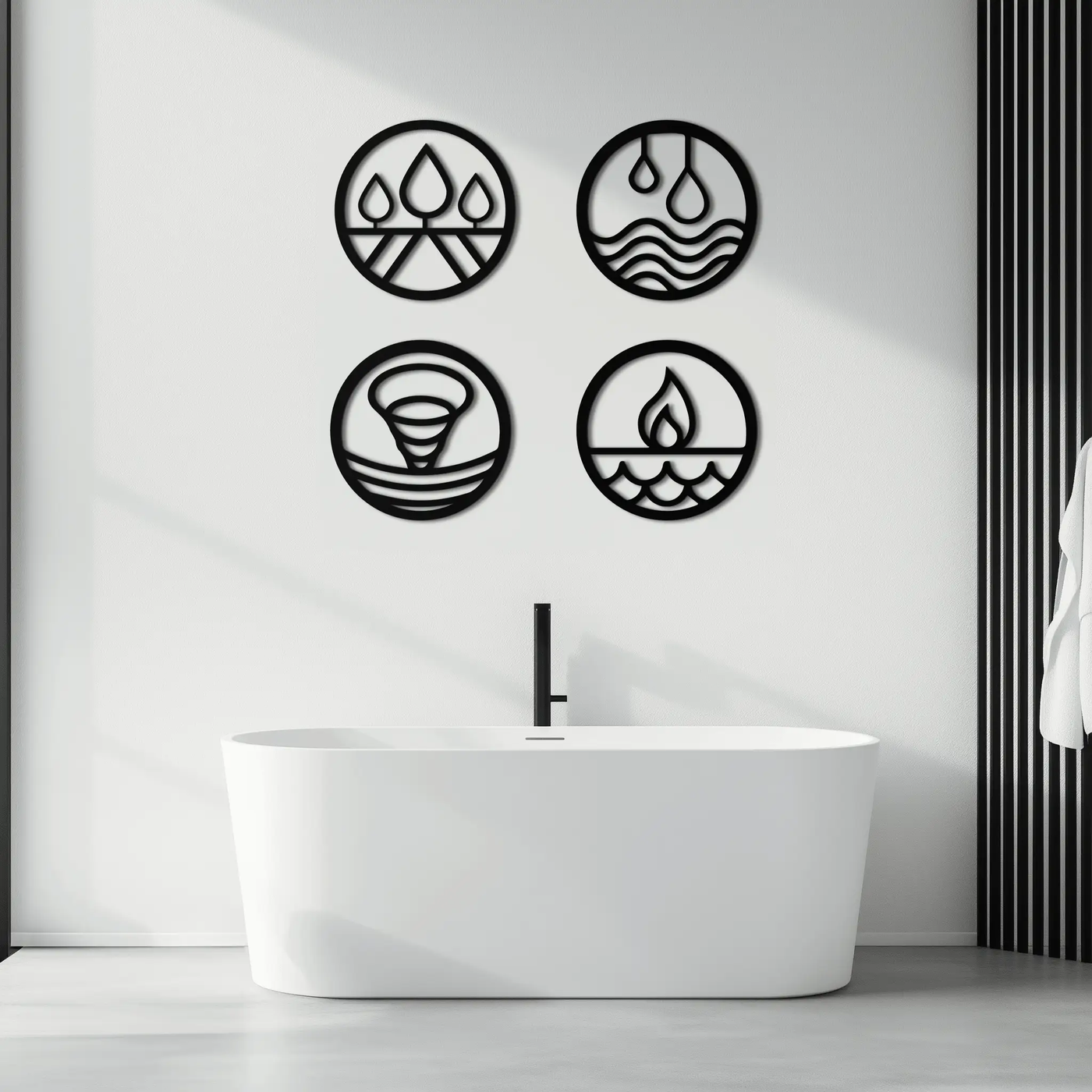 Four Elements Metal Wall Art - Steel Wall Decor for Home and Office - KAF010 by Enova Art