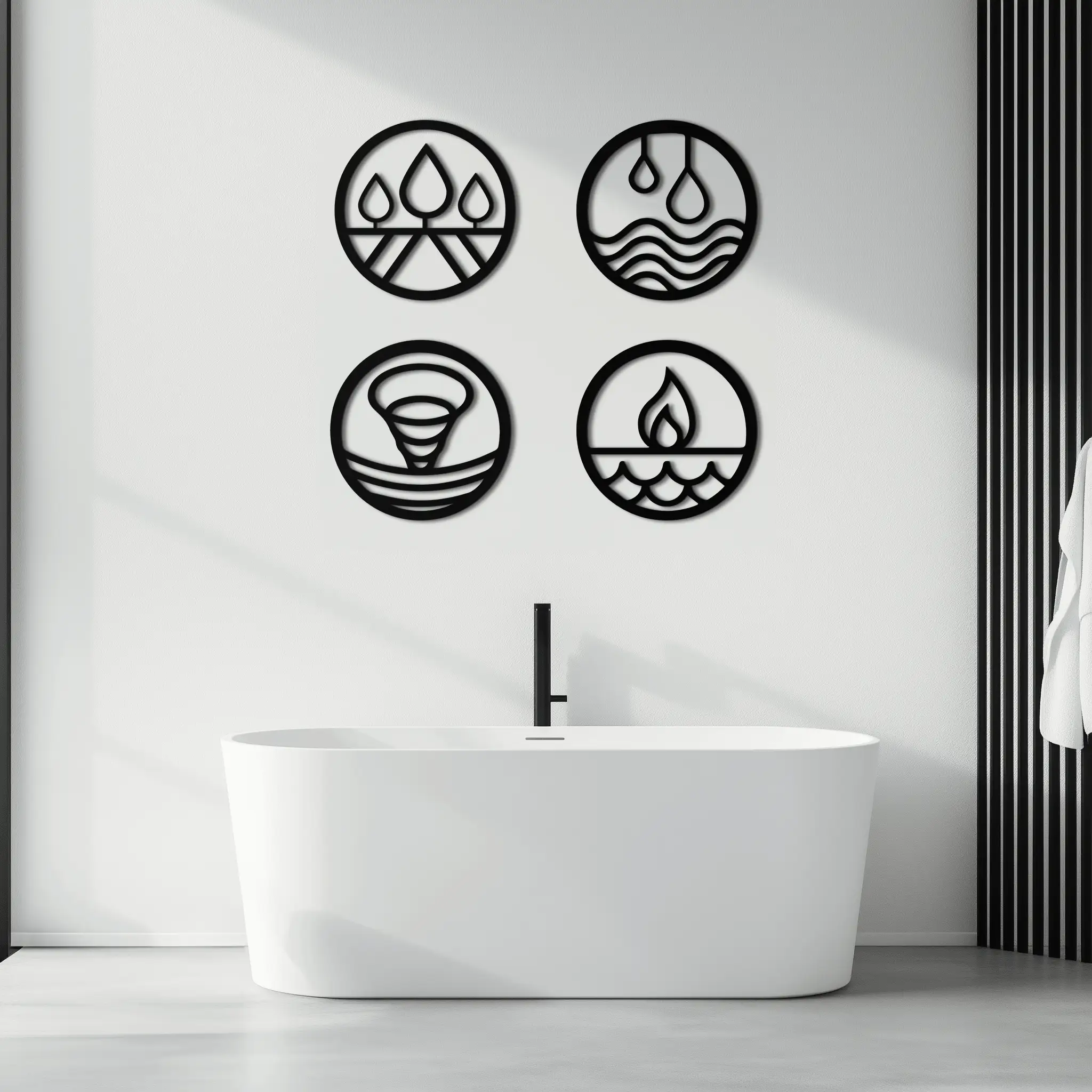 Four Elements Metal Wall Art - Steel Wall Decor for Home and Office - KAF010 by Enova Art