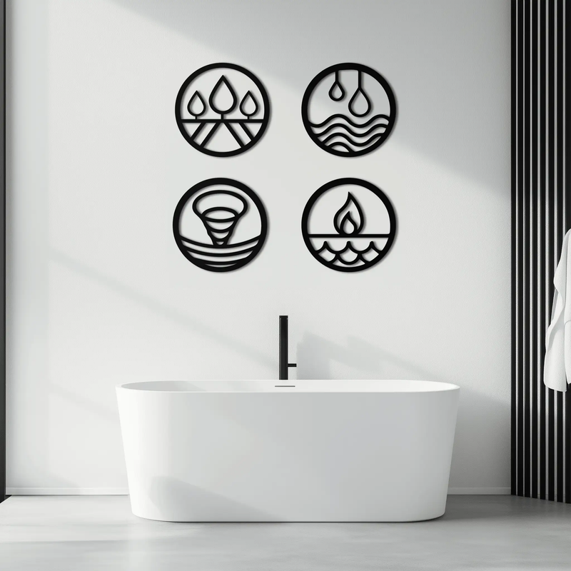 Four Elements Metal Wall Art - Steel Wall Decor for Home and Office - KAF010 by Enova Art