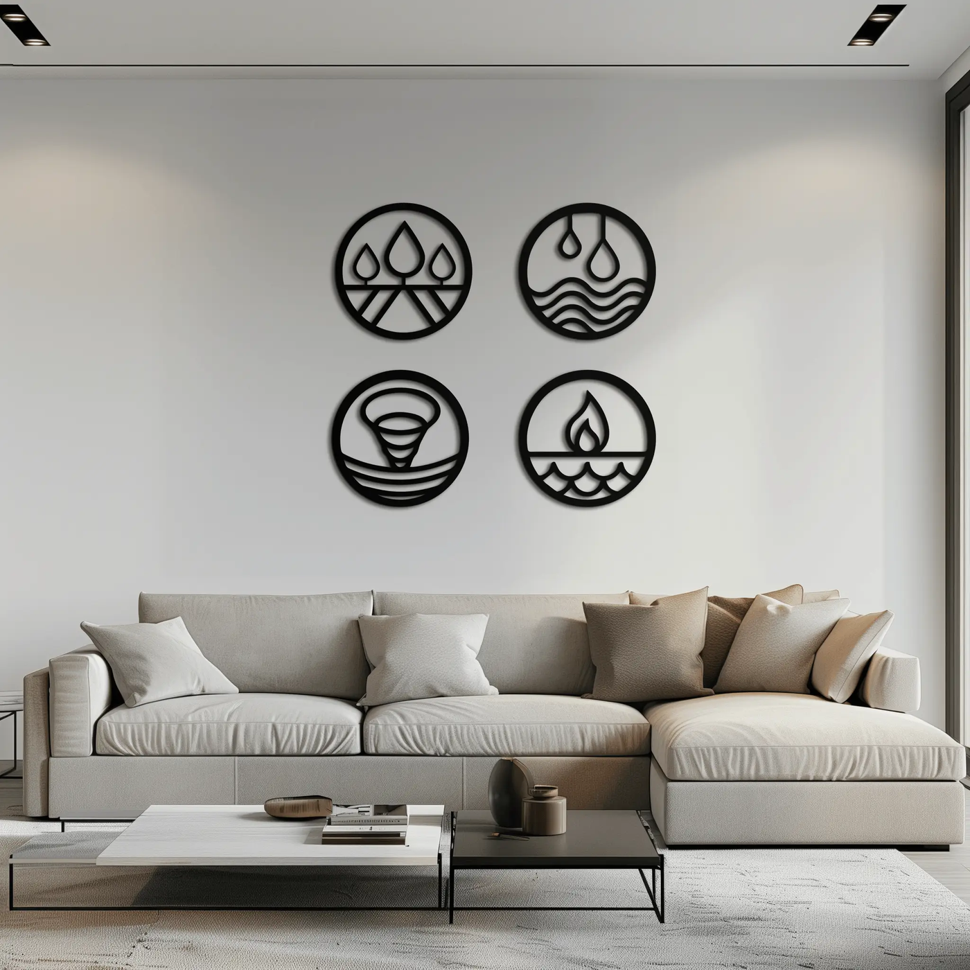 Four Elements Metal Wall Art - Steel Wall Decor for Home and Office - KAF010 by Enova Art