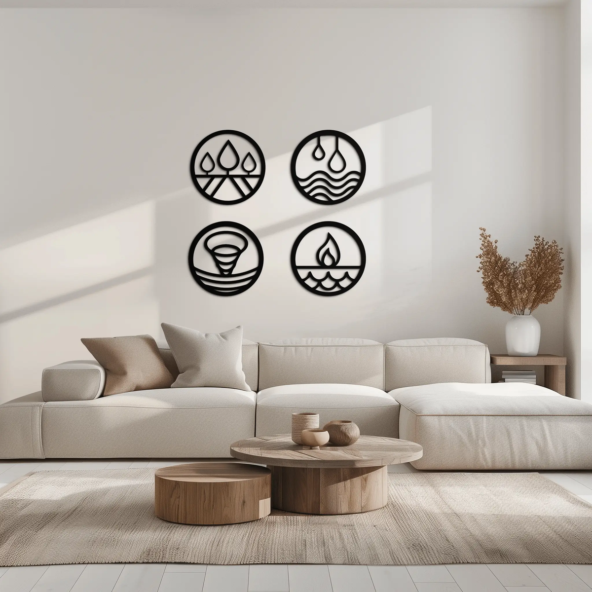 Four Elements Metal Wall Art - Steel Wall Decor for Home and Office - KAF010 by Enova Art