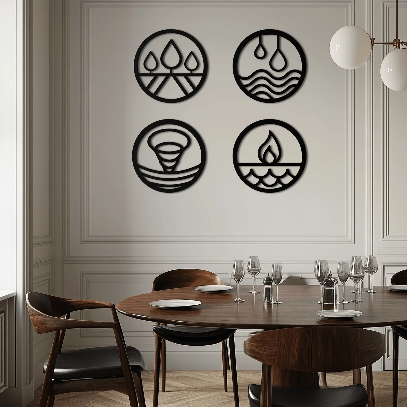 Four Elements Metal Wall Art - Steel Wall Decor for Home and Office - KAF010 by Enova Art