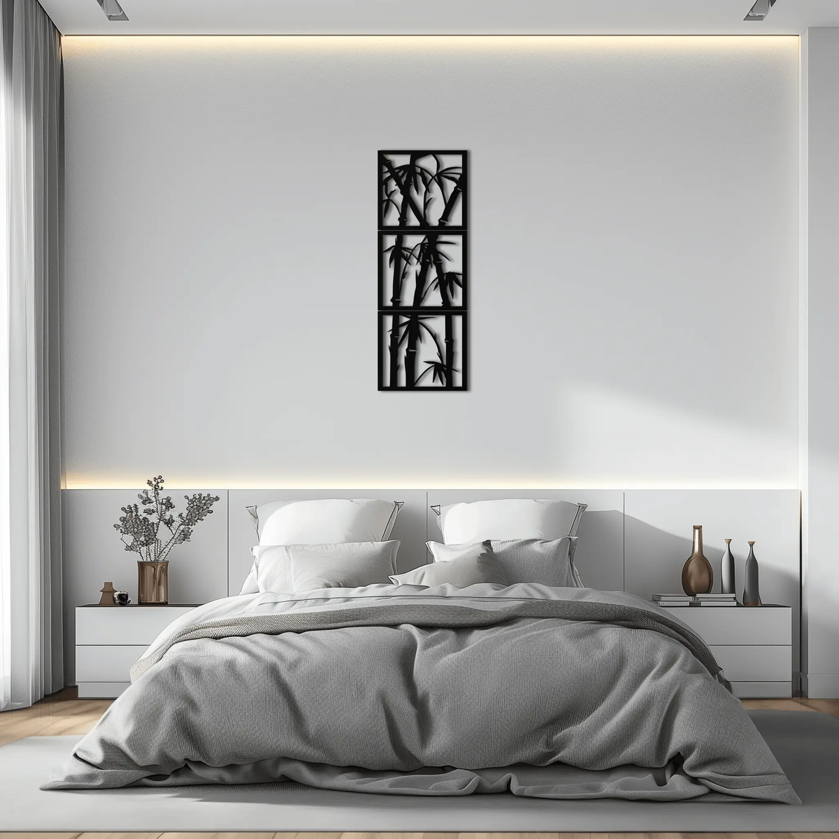 Bamboo Panel Metal Wall Art - Steel Wall Decor for Home and Office - KAF011 by Enova Art