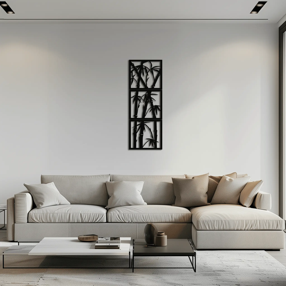 Bamboo Panel Metal Wall Art - Steel Wall Decor for Home and Office - KAF011 by Enova Art