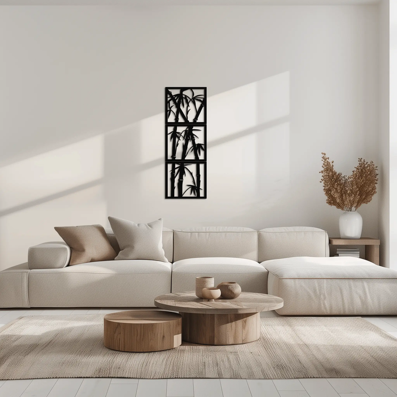 Bamboo Panel Metal Wall Art - Steel Wall Decor for Home and Office - KAF011 by Enova Art