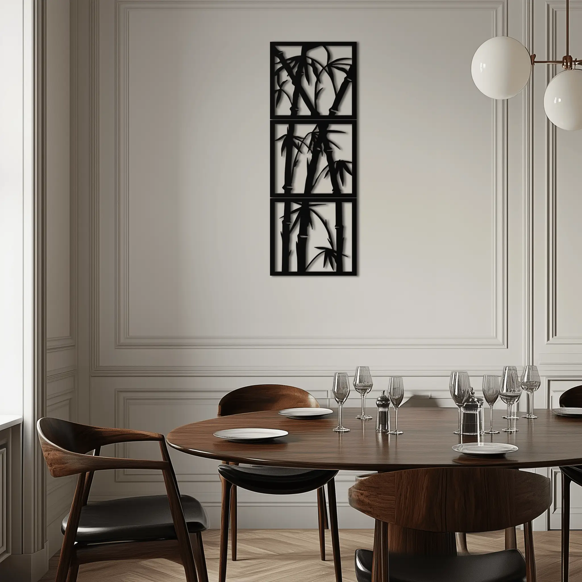 Bamboo Panel Metal Wall Art - Steel Wall Decor for Home and Office - KAF011 by Enova Art