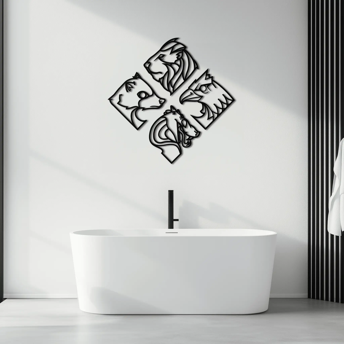 Four Animal Totem Metal Wall Art - Steel Wall Decor for Home and Office - KAF013 by Enova Art