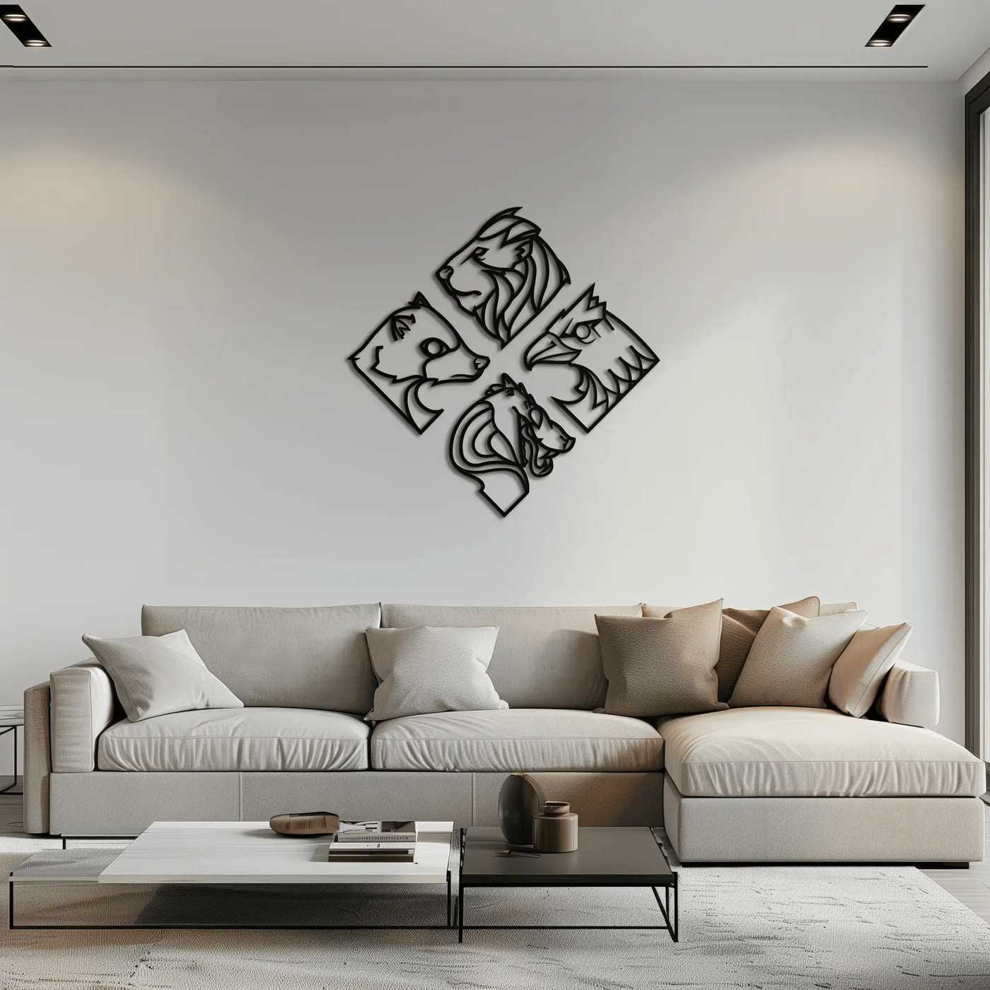 Four Animal Totem Metal Wall Art - Steel Wall Decor for Home and Office - KAF013 by Enova Art