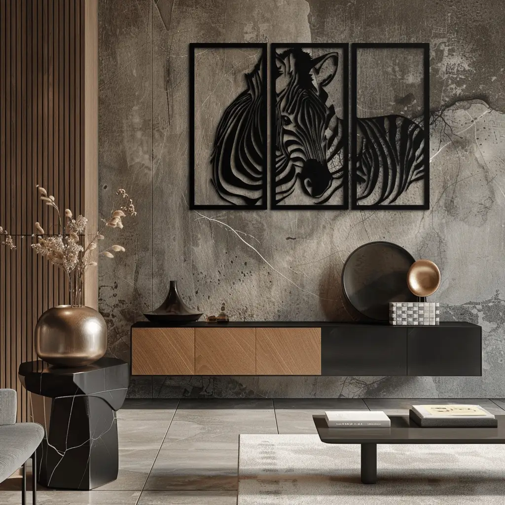 Zebra Panel Metal Wall Art - Steel Wall Decor for Home and Office - KAF014 by Enova Art