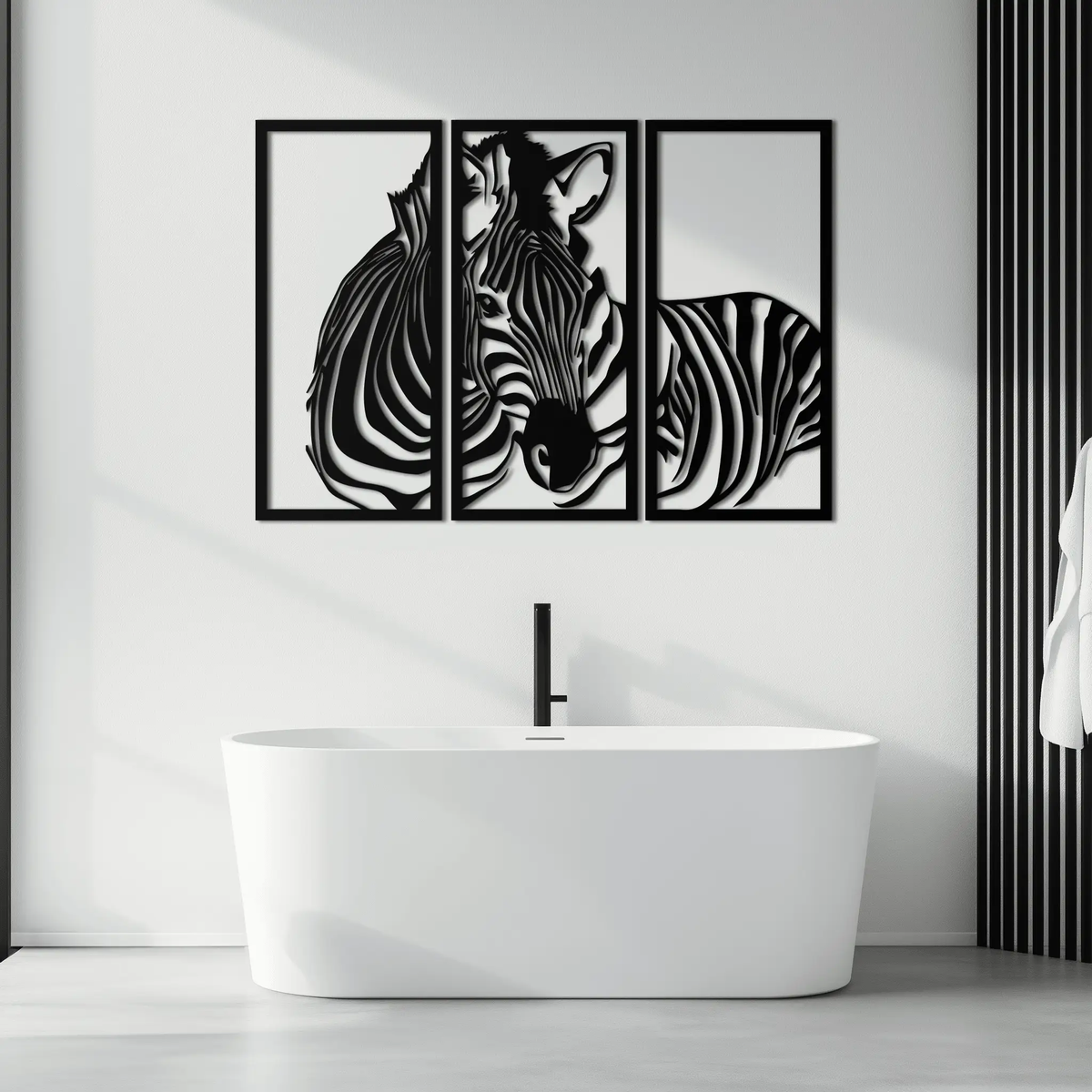 Zebra Panel Metal Wall Art - Steel Wall Decor for Home and Office - KAF014 by Enova Art