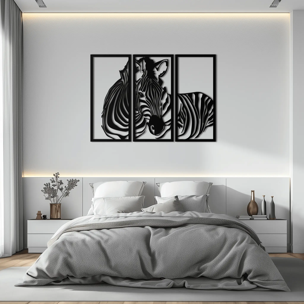 Zebra Panel Metal Wall Art - Steel Wall Decor for Home and Office - KAF014 by Enova Art