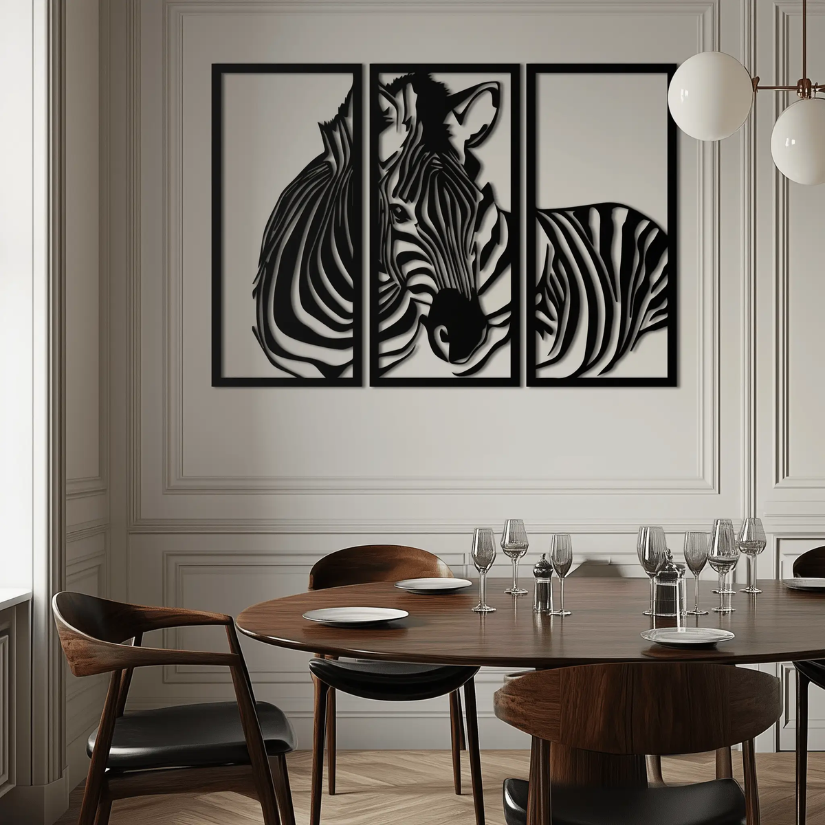 Zebra Panel Metal Wall Art - Steel Wall Decor for Home and Office - KAF014 by Enova Art