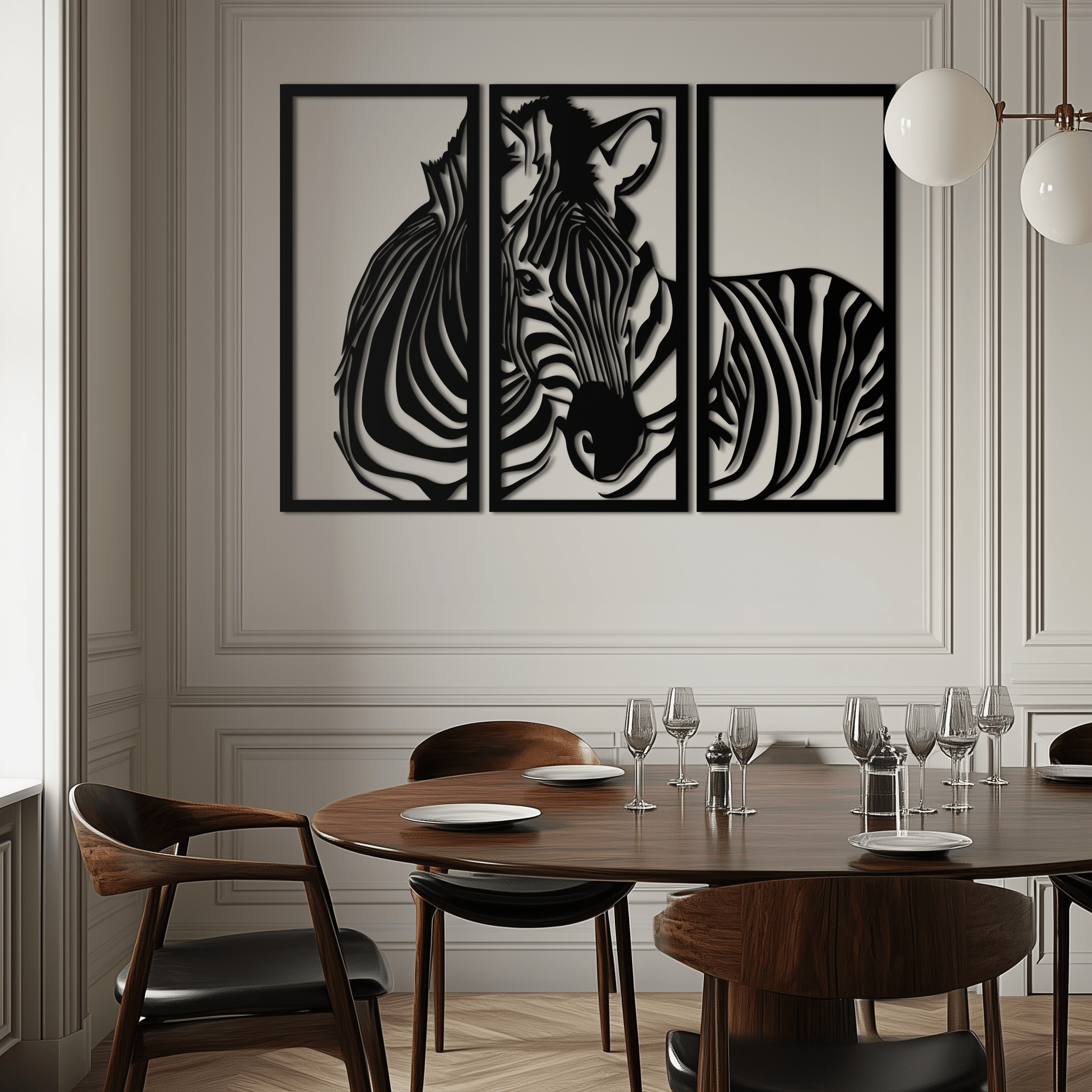 Zebra Panel Metal Wall Art - Steel Wall Decor for Home and Office - KAF014 by Enova Art
