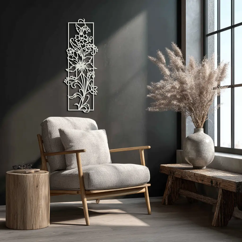 Floral Panel Metal Wall Art - Steel Wall Decor for Home and Office - KAF015 by Enova Art