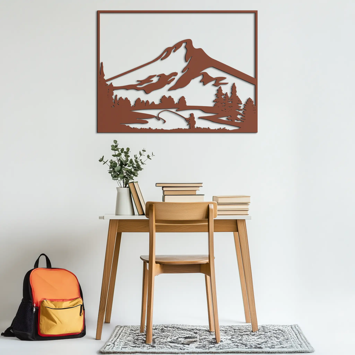 Mountain Fishing Metal Wall Art - Steel Wall Decor for Home and Cabin - KAF017 by Enova Art