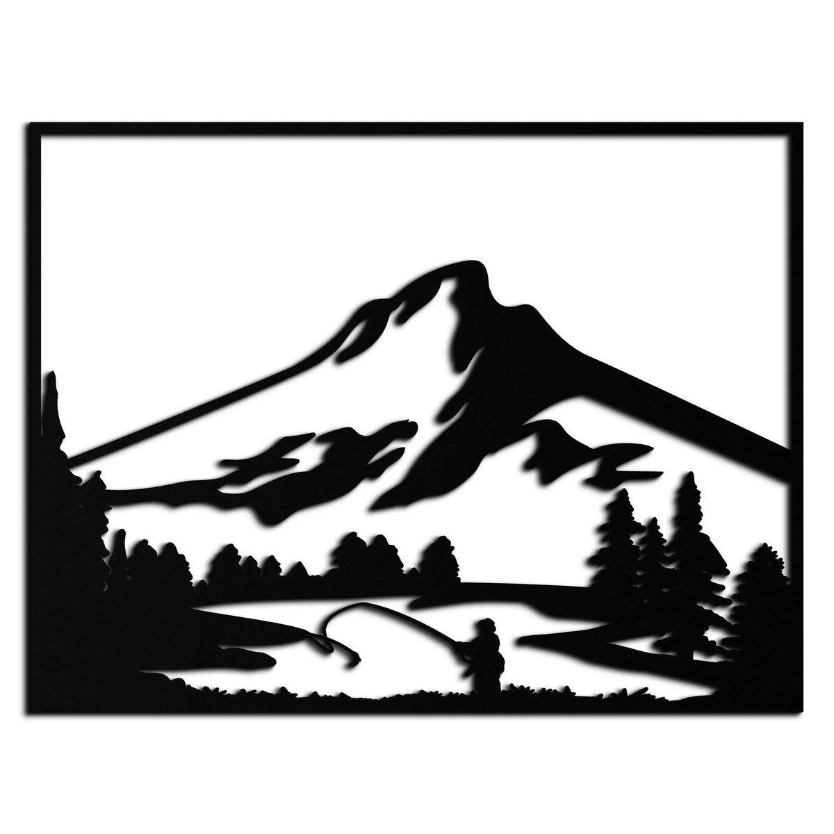 Mountain Fishing Metal Wall Art - Steel Wall Decor for Home and Cabin - KAF017 by Enova Art