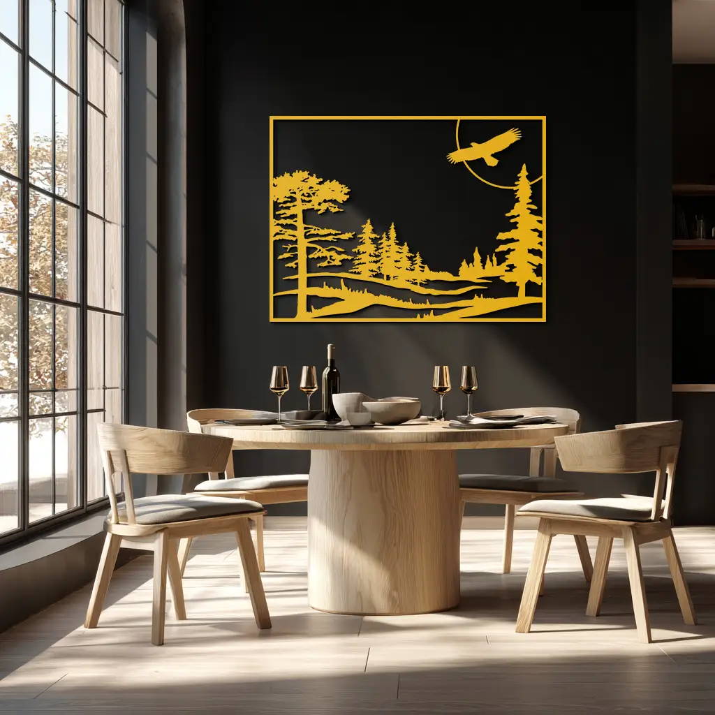 Forest Landscape Metal Wall Art - Steel Wall Decor for Home and Cabin - KAF018 by Enova Art