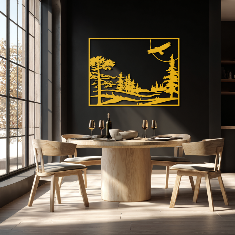 Forest Landscape Metal Wall Art - Steel Wall Decor for Home and Cabin - KAF018 by Enova Art