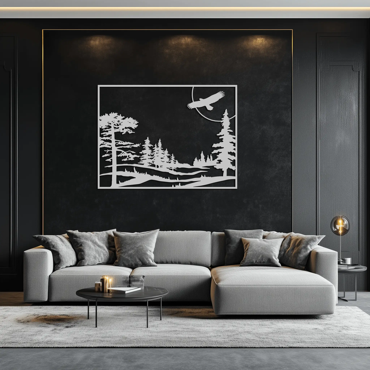 Forest Landscape Metal Wall Art - Steel Wall Decor for Home and Cabin - KAF018 by Enova Art