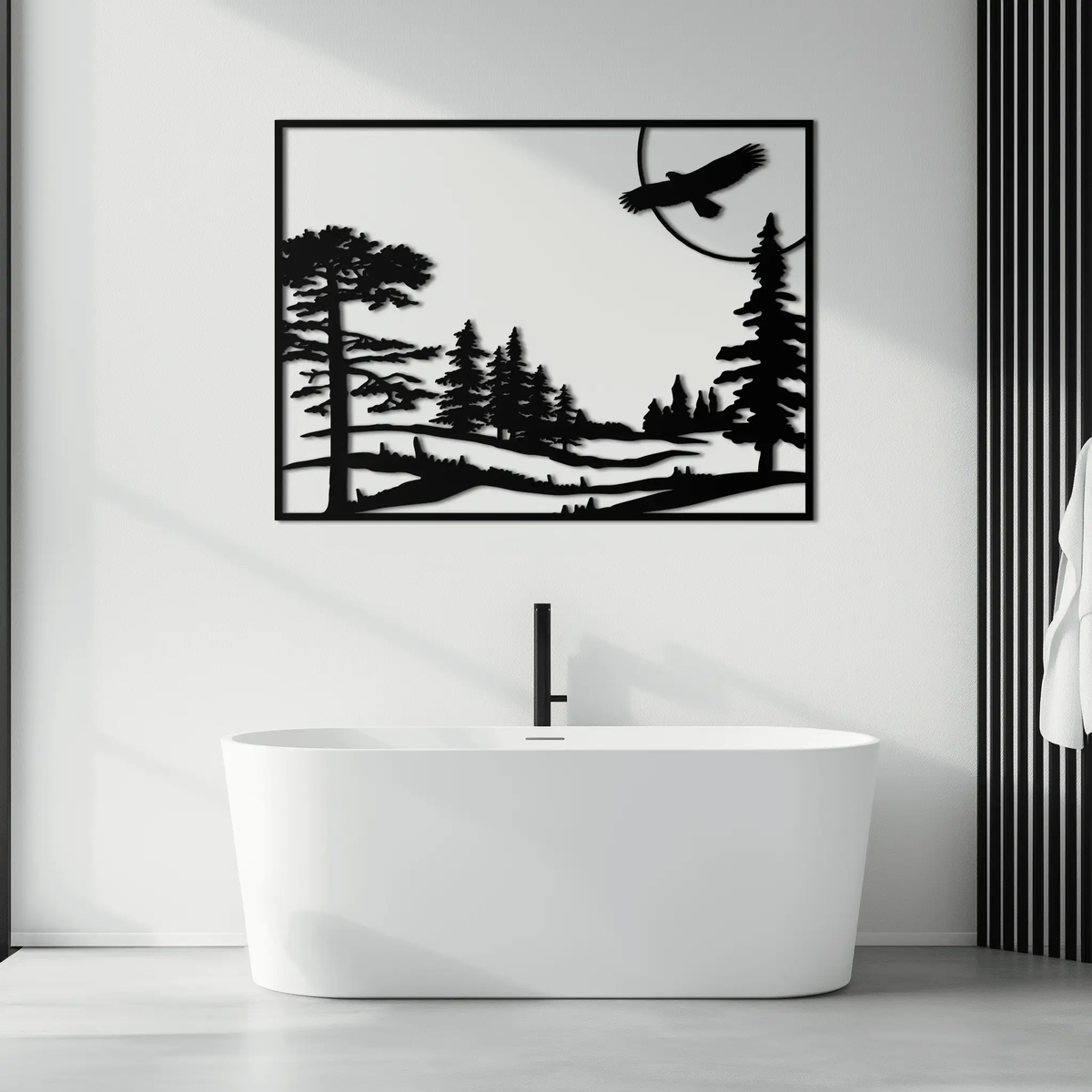 Forest Landscape Metal Wall Art - Steel Wall Decor for Home and Cabin - KAF018 by Enova Art