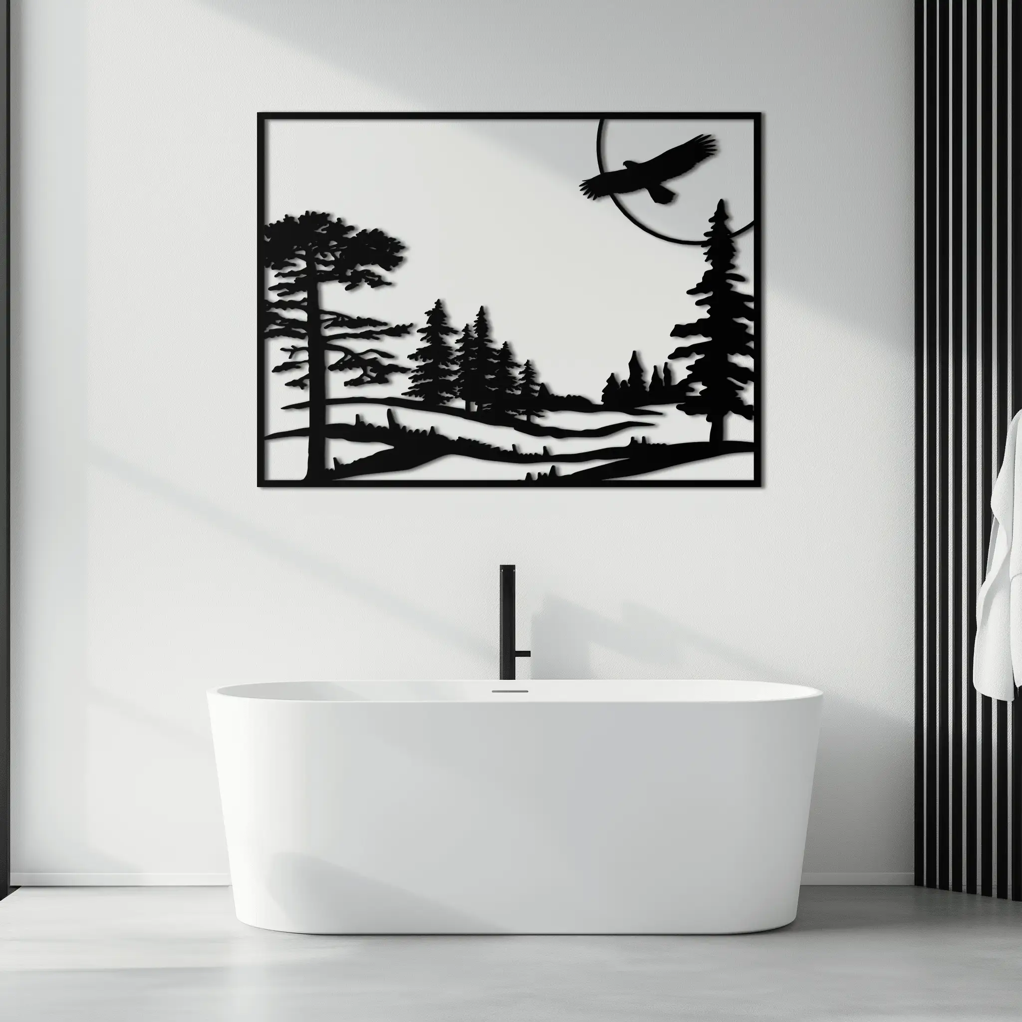 Forest Landscape Metal Wall Art - Steel Wall Decor for Home and Cabin - KAF018 by Enova Art