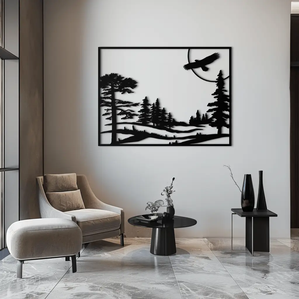 Forest Landscape Metal Wall Art - Steel Wall Decor for Home and Cabin - KAF018 by Enova Art