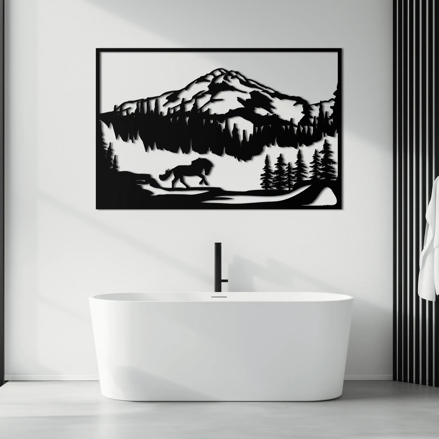 Mountain Horse Metal Wall Art - Steel Wall Decor for Home and Cabin - KAF019 by Enova Art