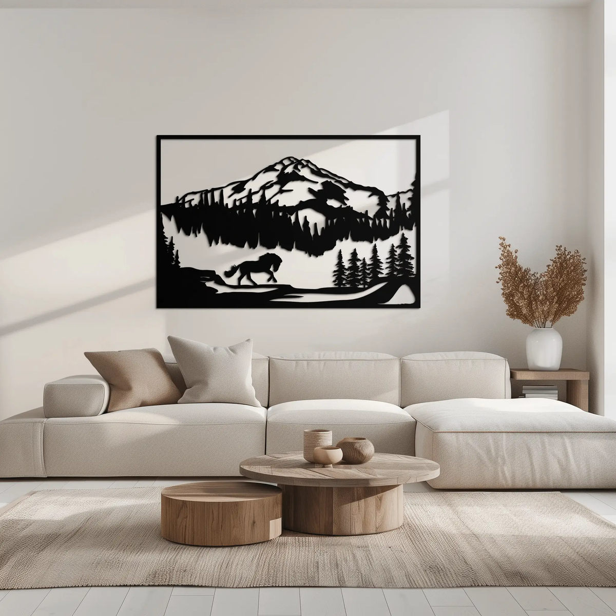 Mountain Horse Metal Wall Art - Steel Wall Decor for Home and Cabin - KAF019 by Enova Art