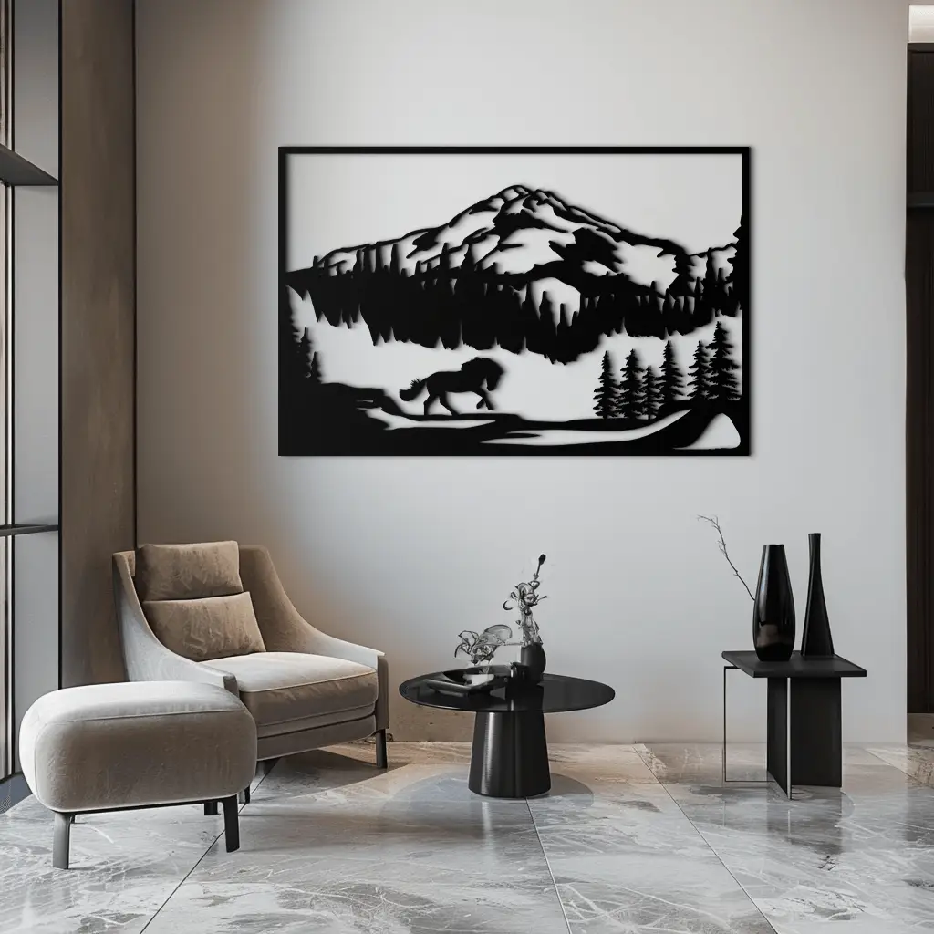 Mountain Horse Metal Wall Art - Steel Wall Decor for Home and Cabin - KAF019 by Enova Art