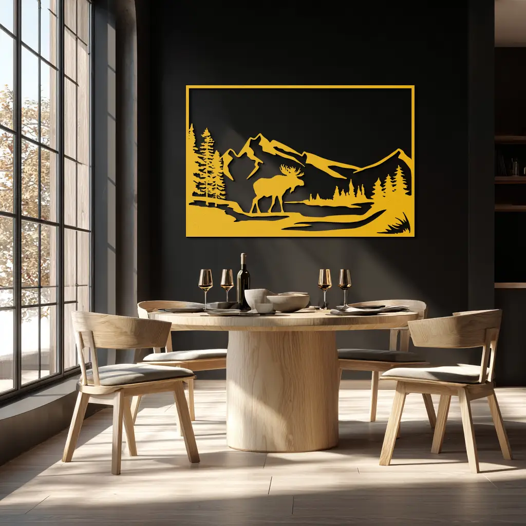 Mountain Moose Metal Wall Art - Steel Wall Decor for Home and Cabin - KAF020 by Enova Art