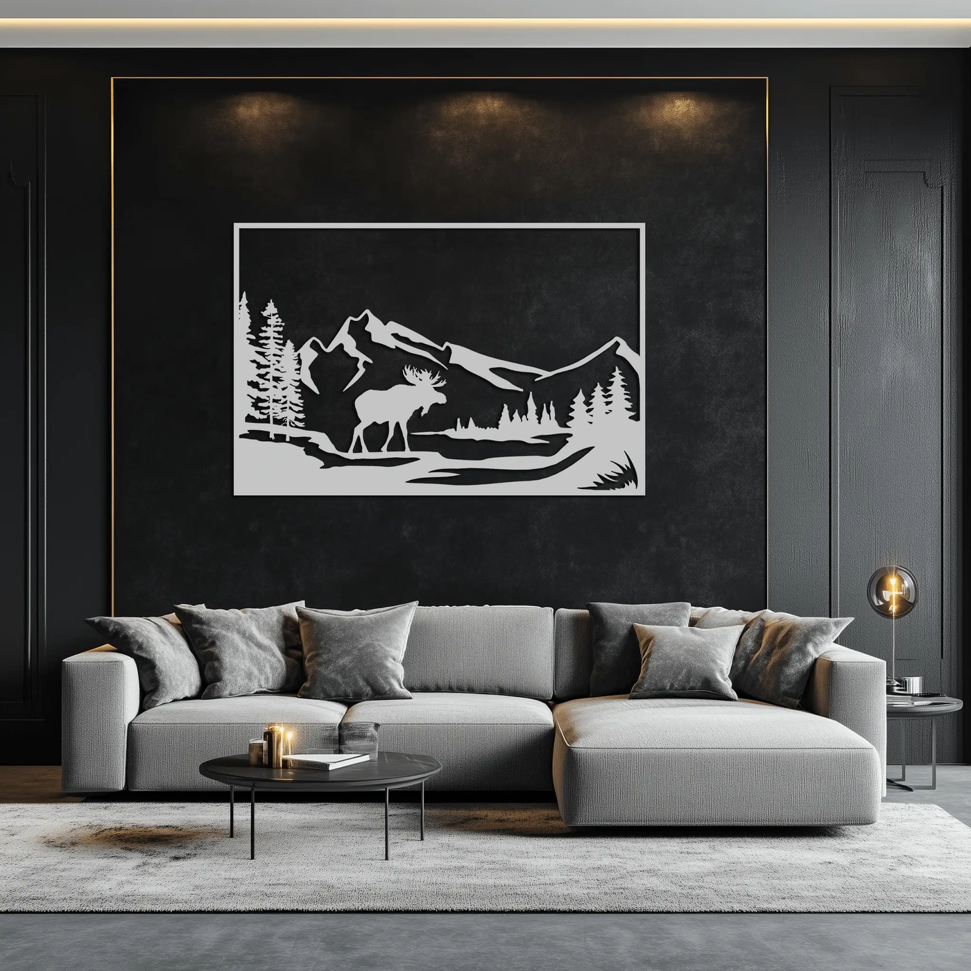 Mountain Moose Metal Wall Art - Steel Wall Decor for Home and Cabin - KAF020 by Enova Art